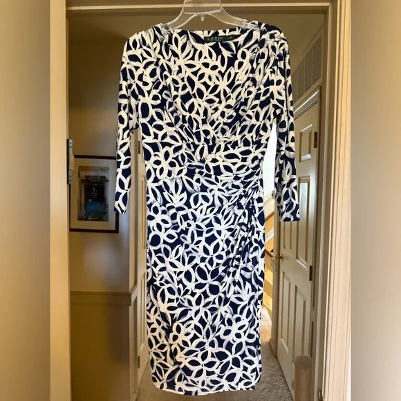 Ralph Lauren Navy and White Patterned Dress - Picture 2 of 7